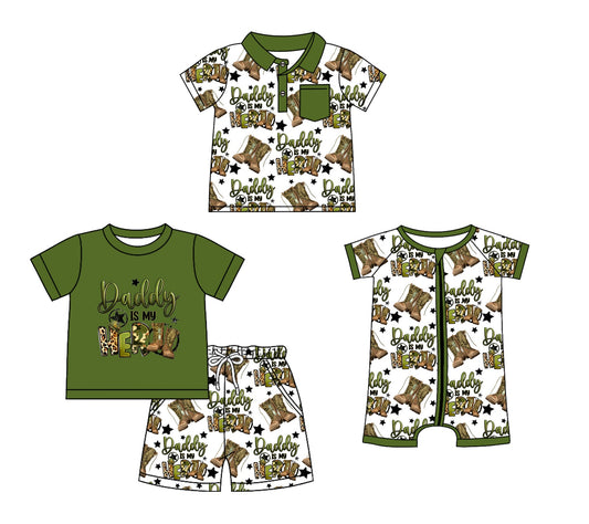 Baby Boy Short Sleeves Daddy's Boots Sibling Romper Set ( Moq 5 Each Design ) 12.11