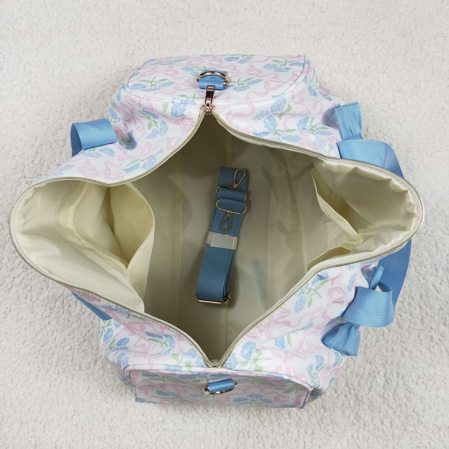 Baby Girl Kids Adult Flower Bows Blue Ruffle Travel Package Gym Bags RTS