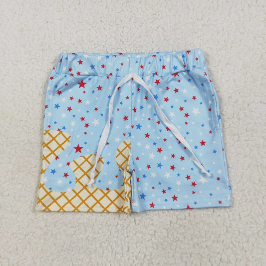 Baby Boy Plaid Stars Light Blue 4th Of Jully Shorts Bottoms RTS