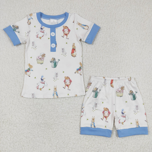 Promotion Baby Boy Short Sleeves Rabbit Shirt Shorts Outfit Easter Pajamas RTS