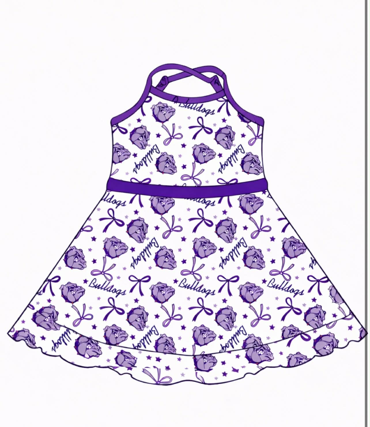 ( Moq 5 ) Baby Girls Toddler Straps Bows Team Knee Length Dresses Set