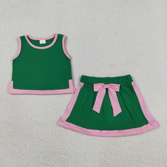 Sibling Baby Girls Kids Sleeveless Cotton Tops Pockets Skirts Shorts Sets Summer Clothes RTS