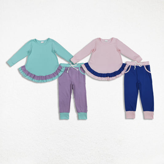 Sibling Baby Girls Long Sleeves Ruffle Tunic Pockets Leggings Pants Clothes Sets