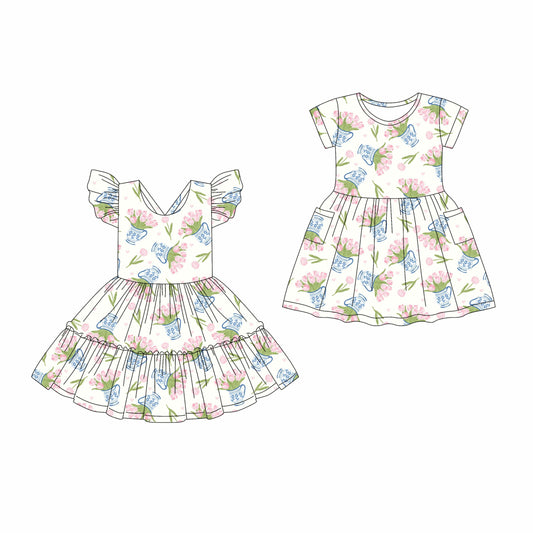 ( Moq 5 Each Style ) Baby Girl Short Sleeves Floral Sibling Dress 4.17