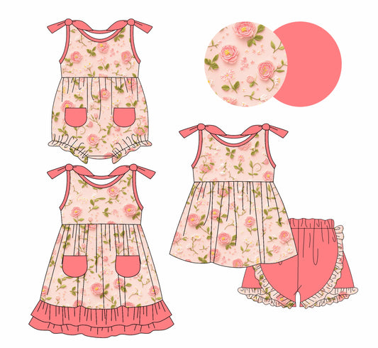 Baby Girl Flower Straps Sibling Romper Dress Set ( Moq 5 Each Style ) 1.9