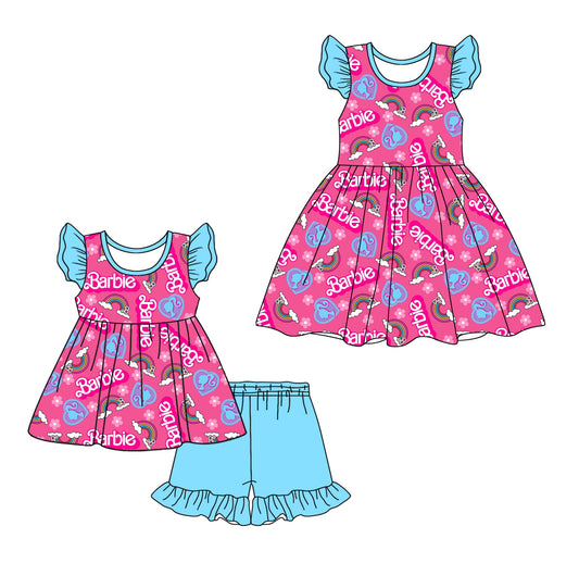 Baby Girl Short Sleeves Doll Hearts Sibling Dress Set ( Moq 5 Each Design ) 12.7