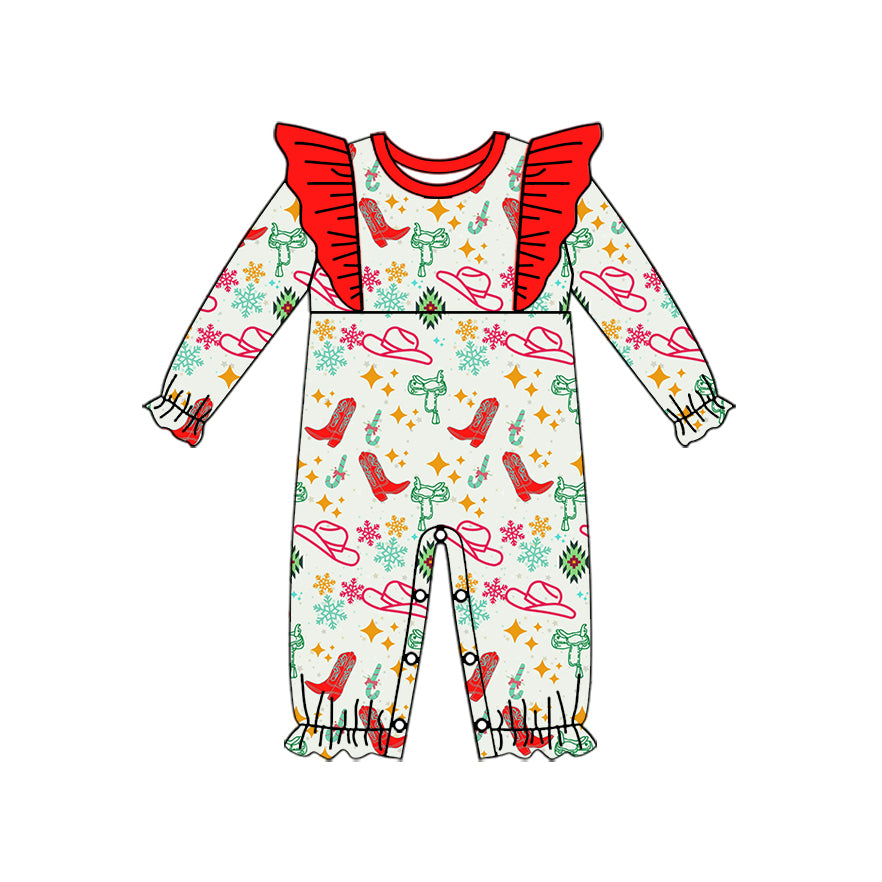 Baby Girl Infant Western Boots Hats Christmas Romper