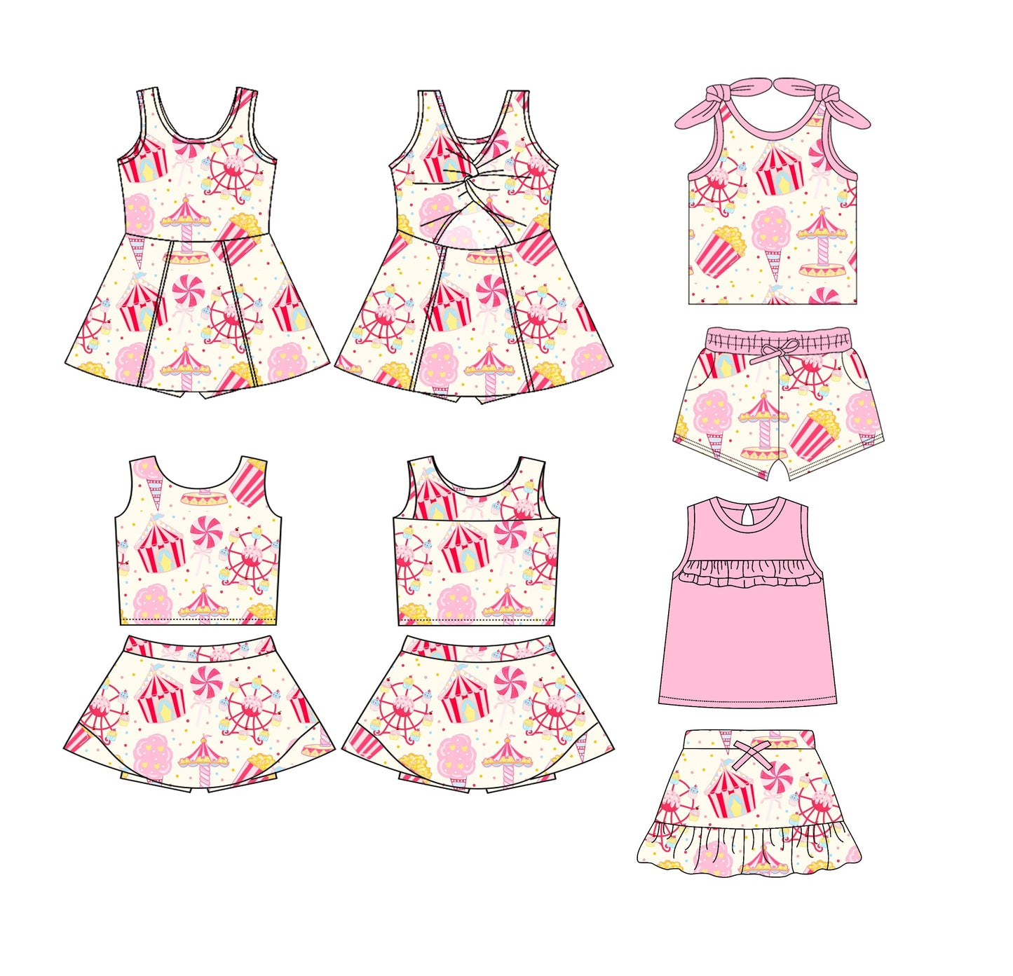 ( Moq 5 Each Style ) Baby Girl Sleeveless Pink Sibling Dress Set 3.22