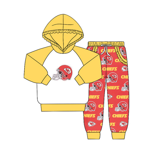 Kids Baby Girl KC Yellow Hoodie Shirt Pants Team Fall Clothes Set