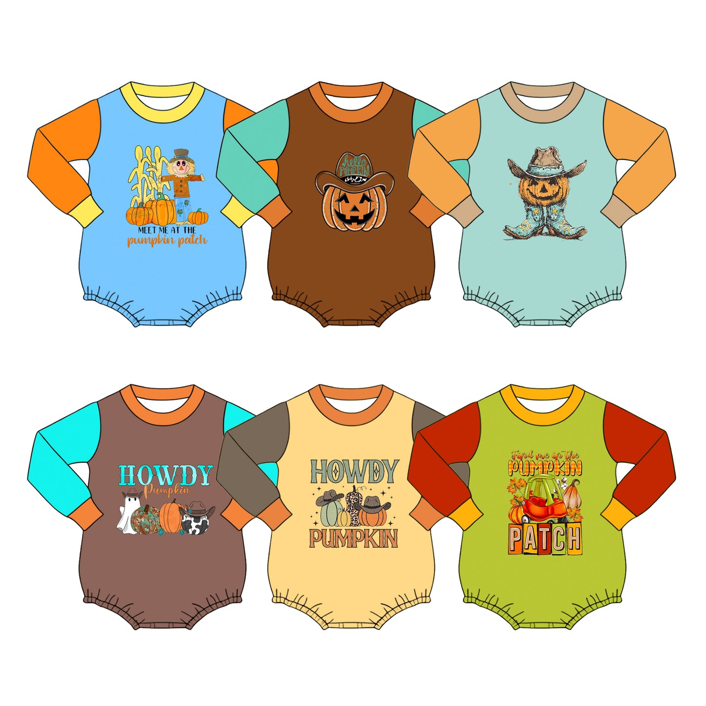 ( Moq 5 Each Style ) Sibling Baby Boys Infant Pumpkins Halloween Bubble Rompers Clothes
