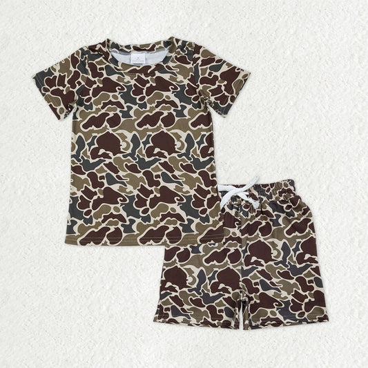 Baby Boys Kids Short Sleeves Camo Shirt Pockets Shorts Clothes Set RTS