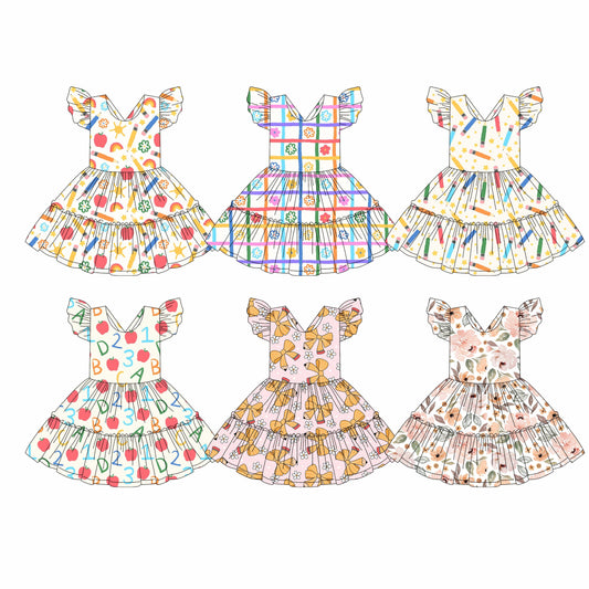 ( Moq 5 Each Style ) Baby Girl Sleeveless Flower Pencil Back To School Sibling Dress 4.17