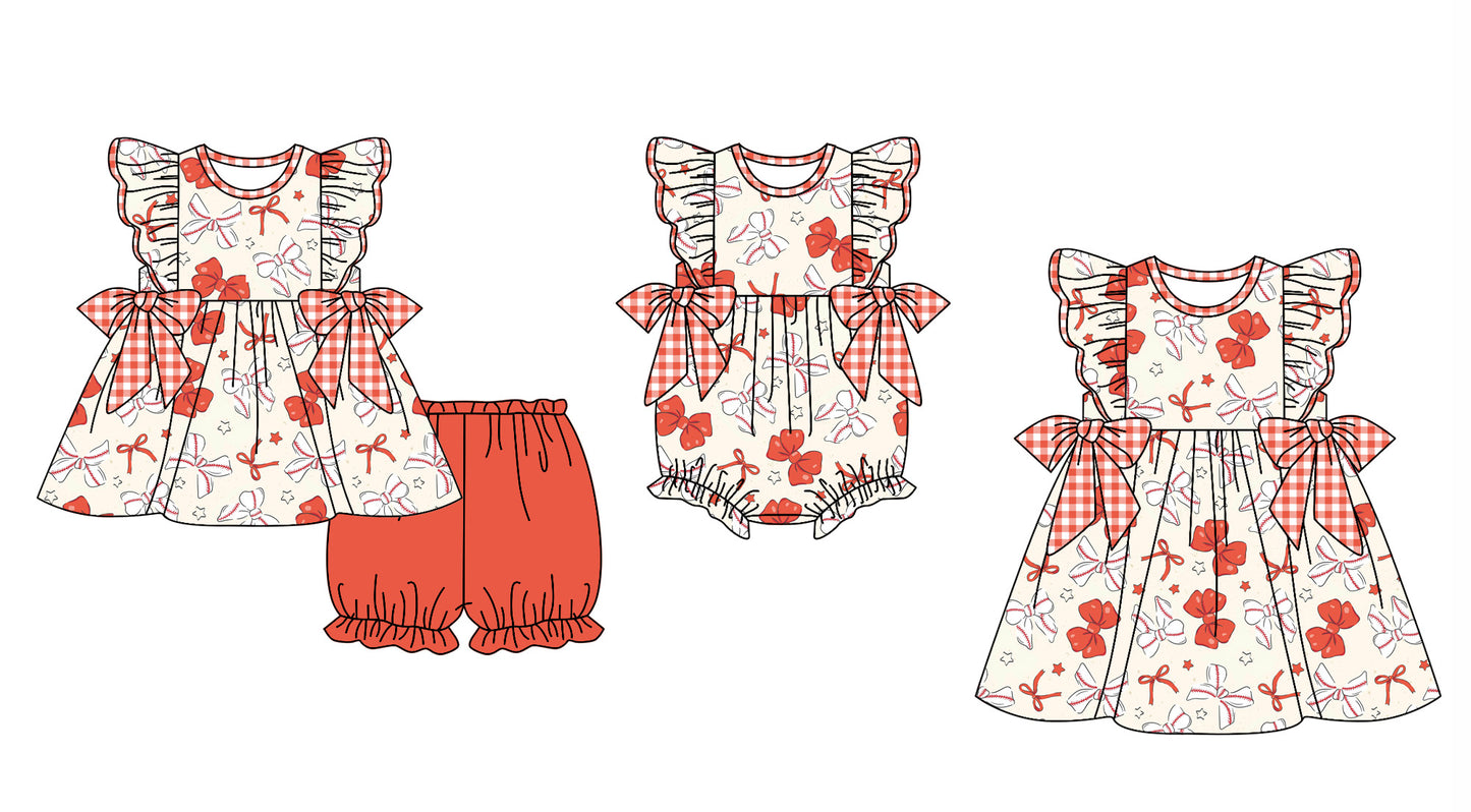 Baby Girl Short Sleeves Bows Sibling Romper Dress Clothes Set ( Moq 5 Each Design ) 11.28