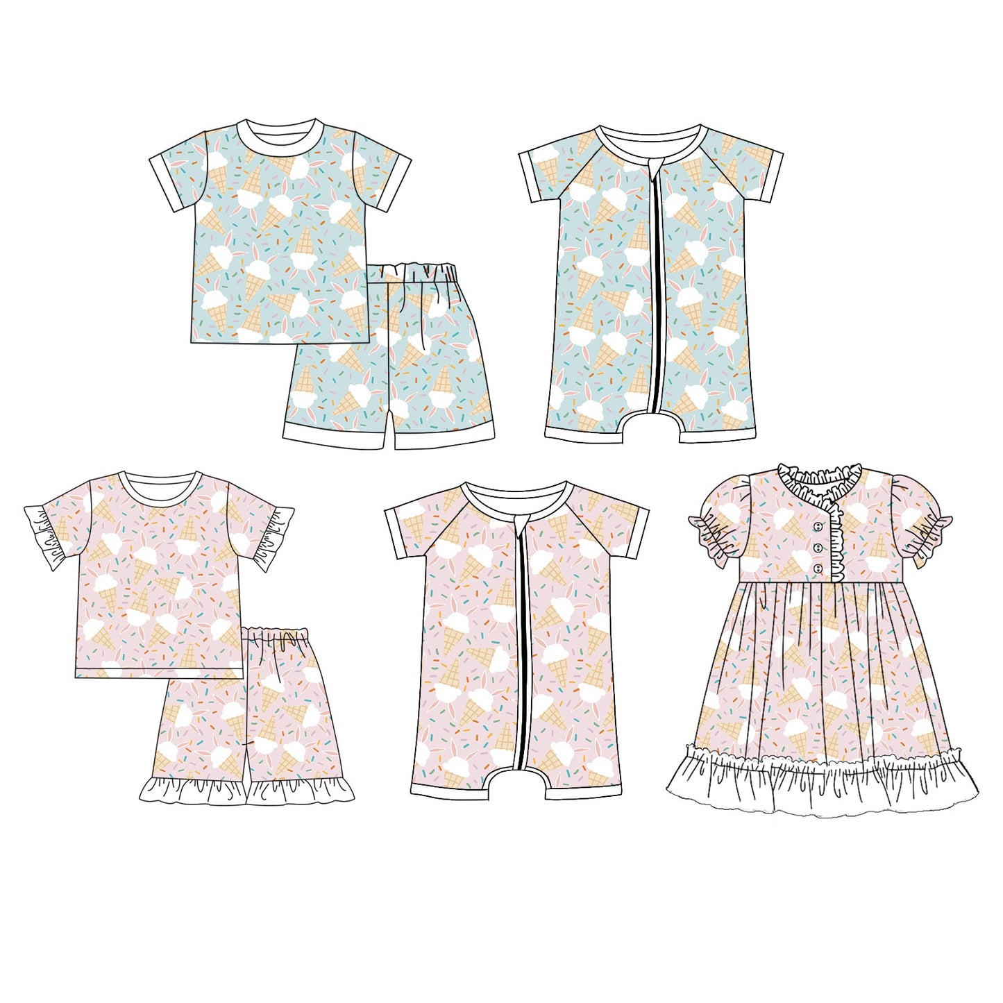 Baby Boy Girl Easter Short Sleeves Sibling Romper Dress Set ( Moq 5 Each Design ) 12.14