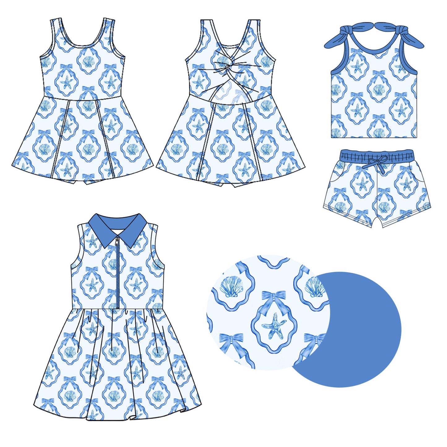 Baby Girl Blue Bows Sibling Dress Set ( Moq 5 Each Style ) 1.23