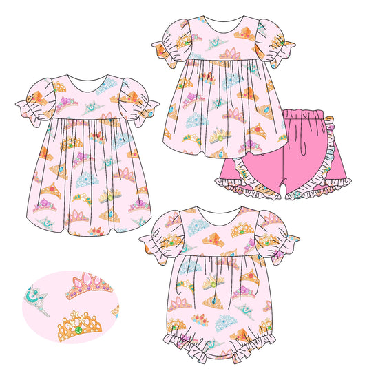 Baby Girl Short Sleeves Pink Sibling Romper Dress Set ( Moq 5 Each Style ) 2.17