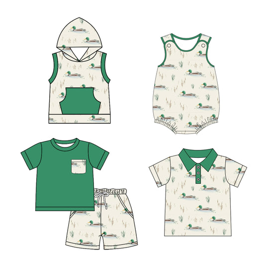 Baby Boy Ducks Green Sibling Romper Shirt Set ( Moq 5 Each Style ) 1.23