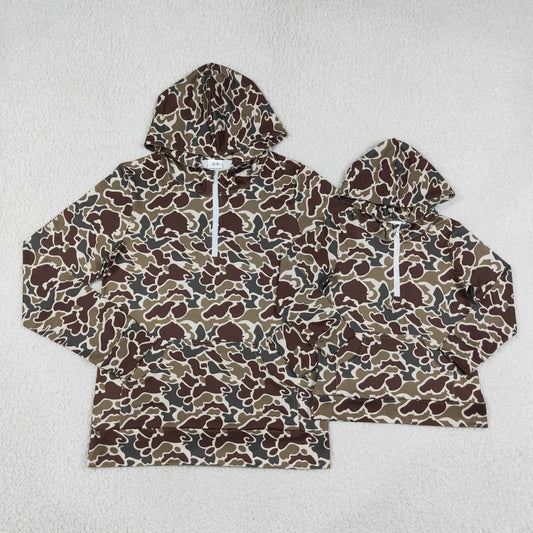Sibling Baby Boys Adult Woman Camo Zipper Hoodie Pockets Hunting Pullovers Shorts RTS