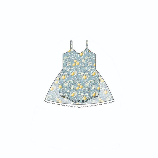( Moq 5 ) Preorder Baby Girls Kids Infant Lemons Ruffle Romper Summer Clothes