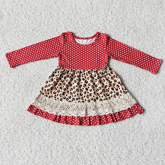 Promotion Baby Girl Long Sleeves Leopard Dress RTS