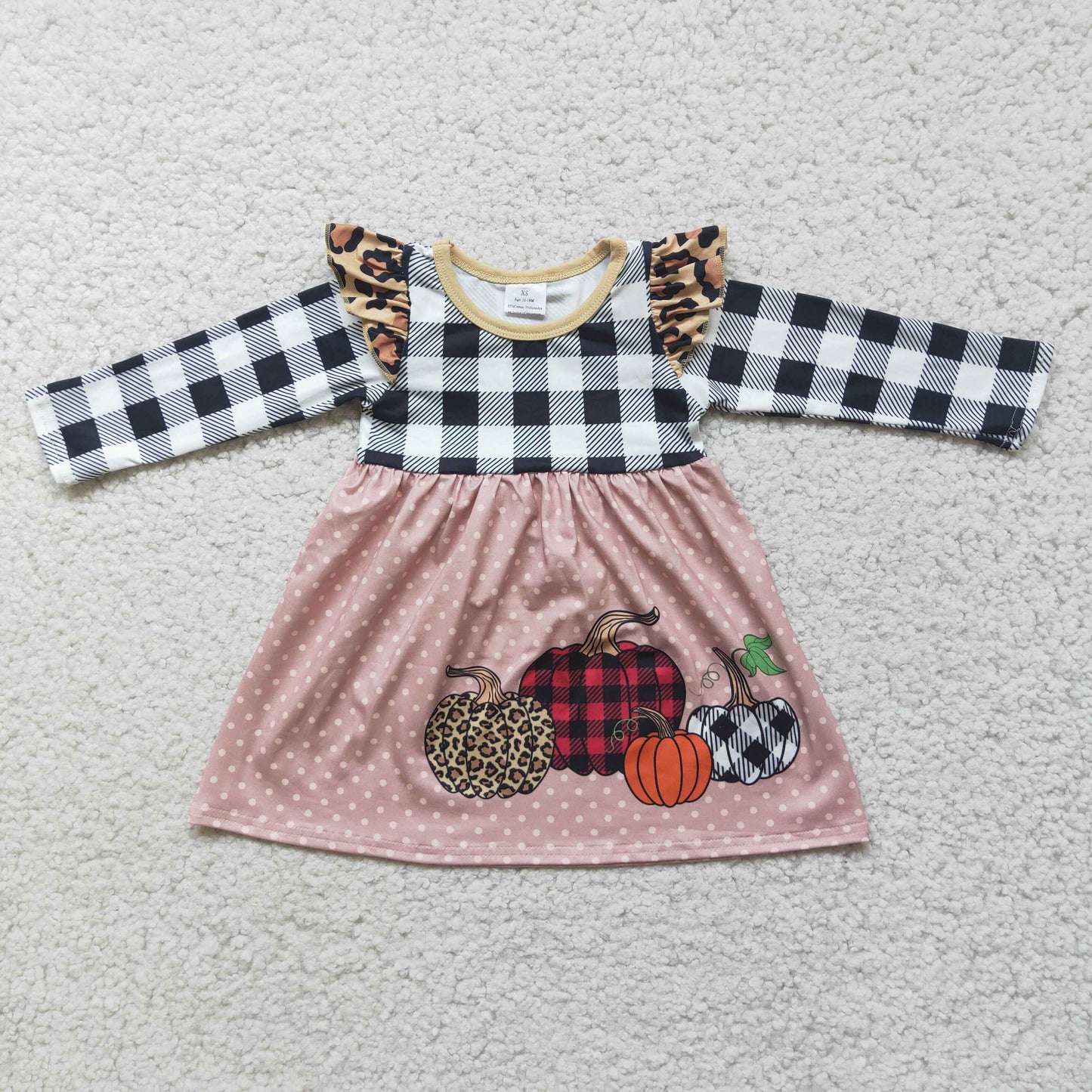 Promotion Baby Girl Long Sleeves Pumpkin Dress RTS