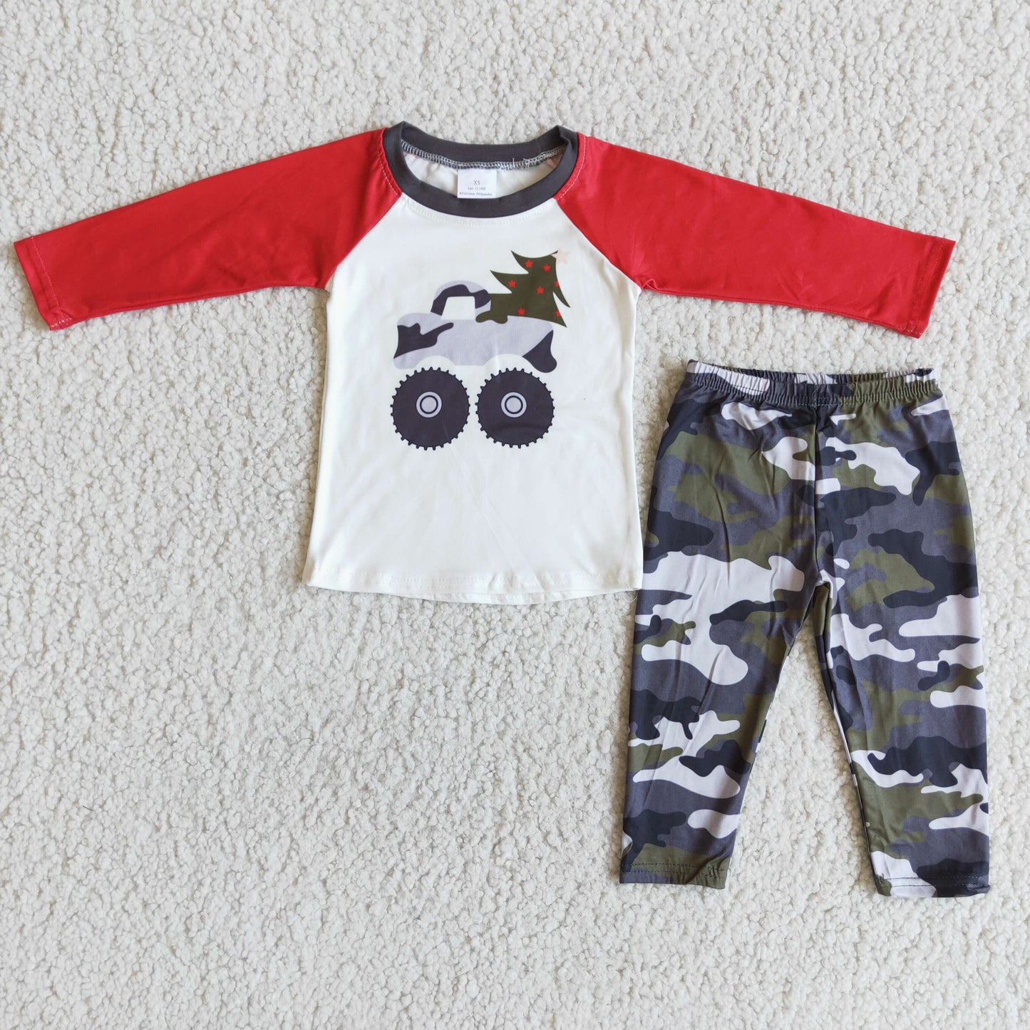 Promotion Baby Boy Christmas Tractor Camo Pants Outfit