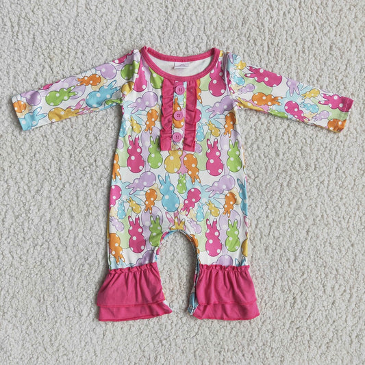 Promotion 6 A19-18 Easter Baby Girl Rabbits Ruffle Romper