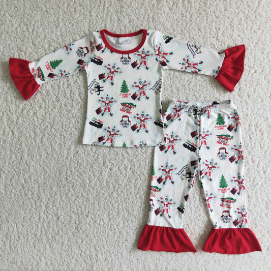 Promotion Baby Girl Christmas Long Sleeves Shirt Pants Outfit Pajamas RTS