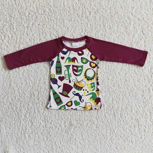 Promotion Baby Boy Long Sleeves Mardi Gras Shirt RTS