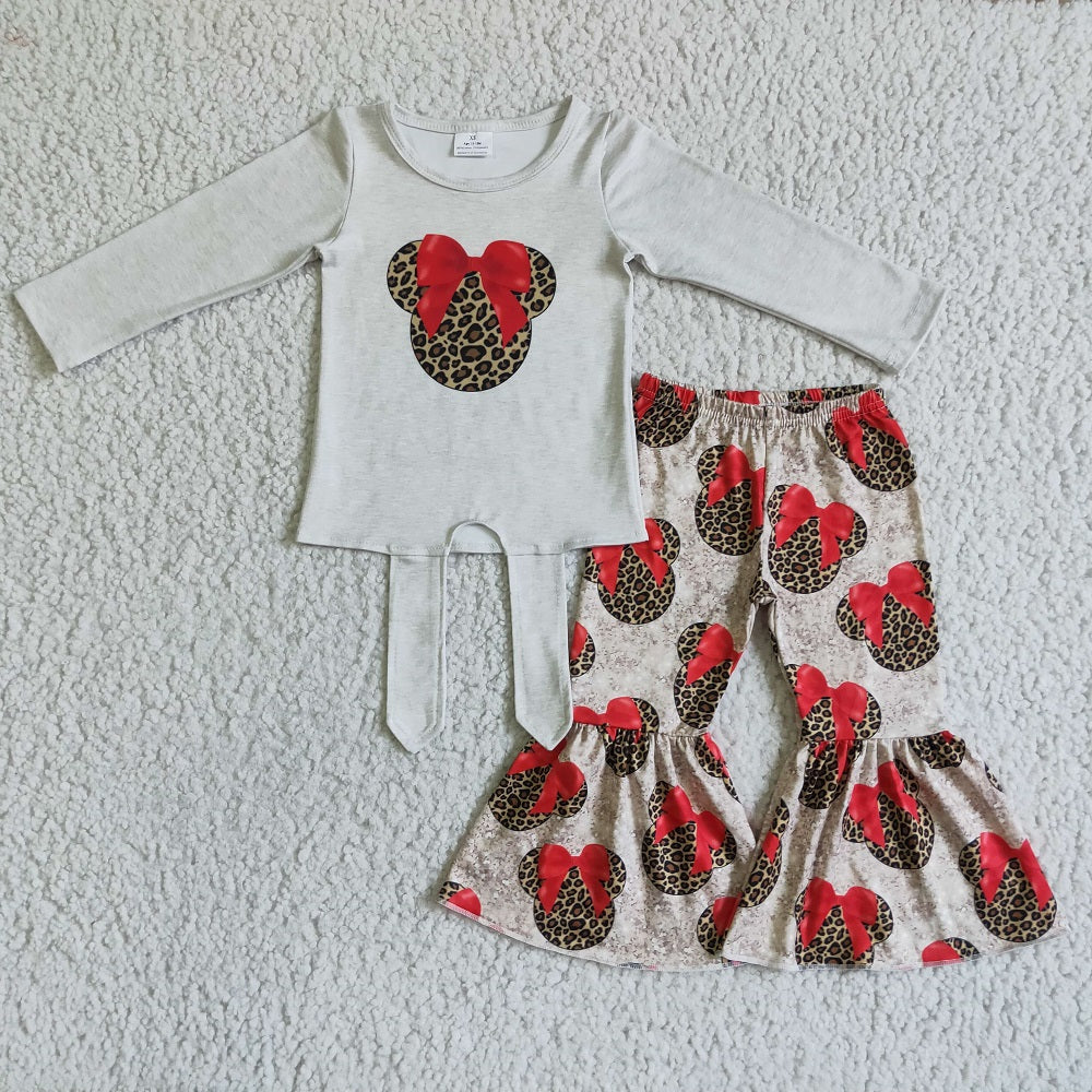 Promotion Baby Girl Long Sleeves Bell Pants Outfit Cartoon Clothes RTS