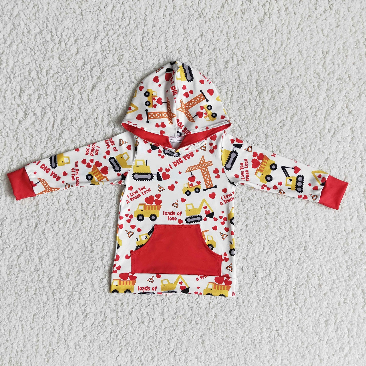 Promotion 6 A27-19 Baby Kids Valentine's Day Love Hearts Hoodie Shirt