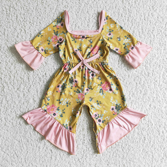 Promotion Baby Girl Flower Ruffle Jumpsuit RTS