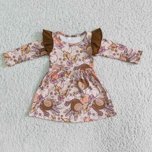 Promotion Baby Girl turkey Thanksgiving Fall Dress RTS
