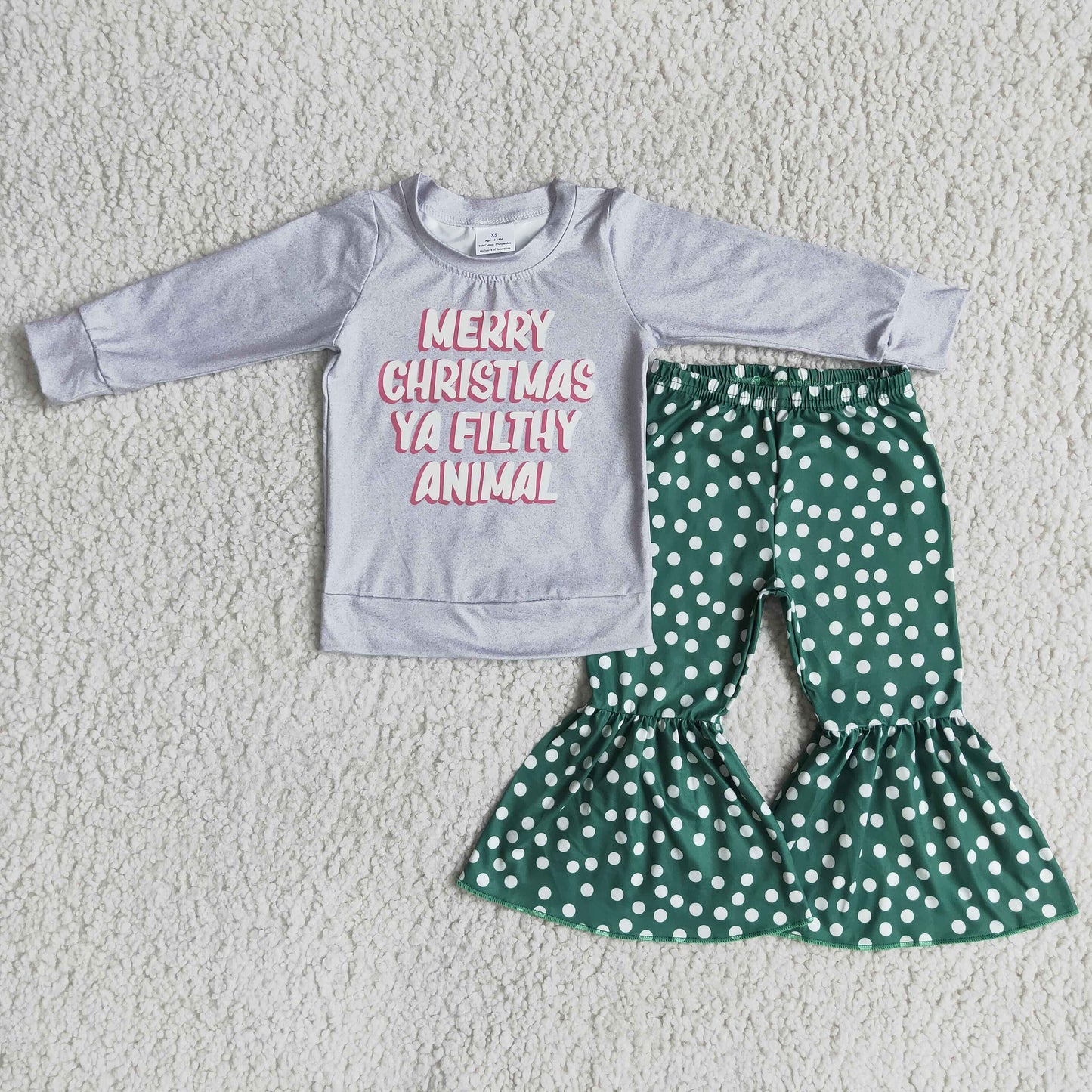 Promotion 6 A7-16 Baby Girl Christmas Kids Green Dots Pants Outfit