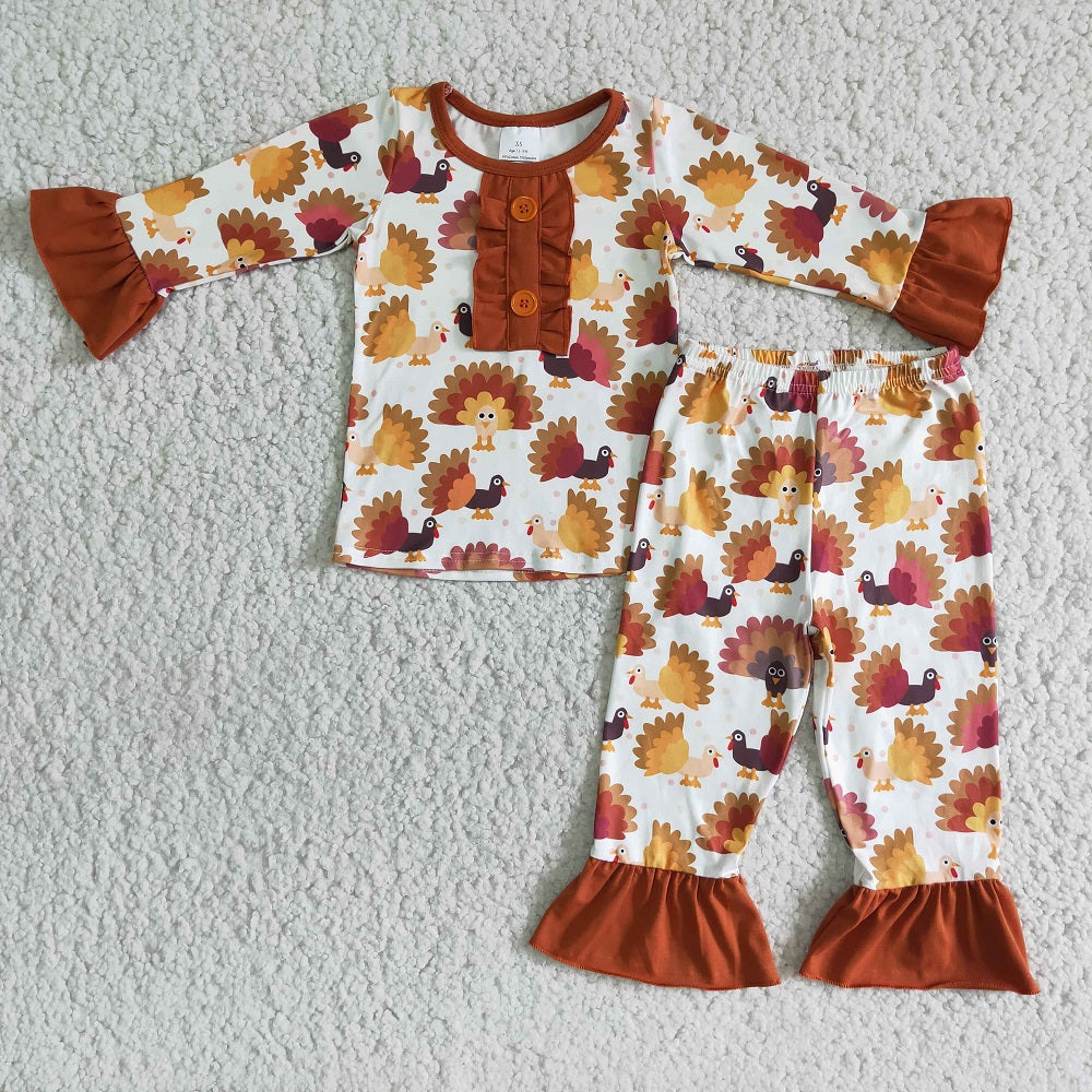 Promotion Baby Boy Long Sleeves turkey Shirts Pants Outfit Pajamas RTS