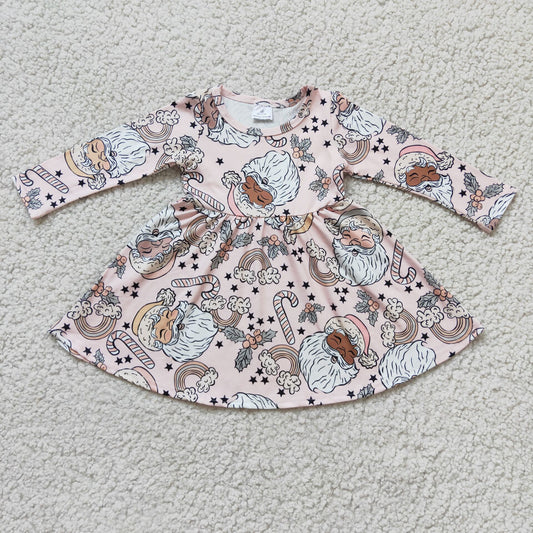 Promotion Baby Girl Long Sleeves Christmas Santa Twirl Dress RTS