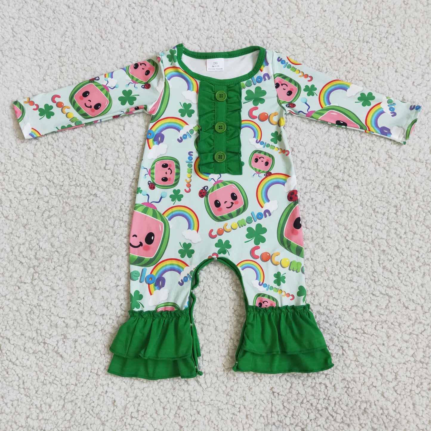 Promotion Patrick's Day Baby Girl Melon Green Romper