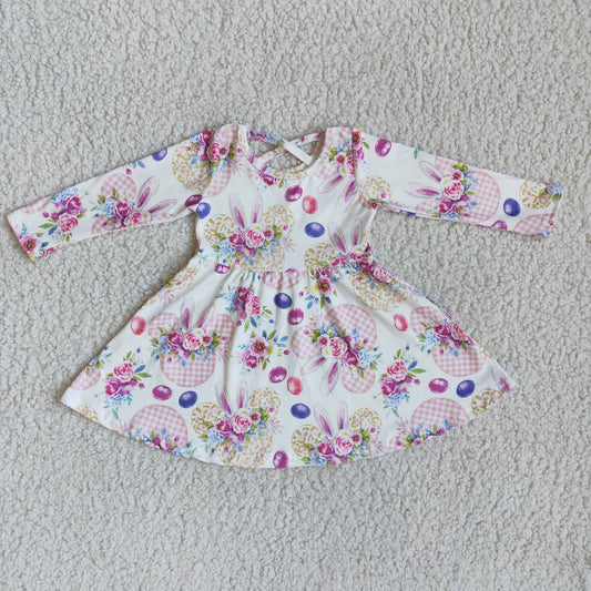 Promotion Easter Baby Girl Cartoon Rabbit Floral Eggs Twirl Dress