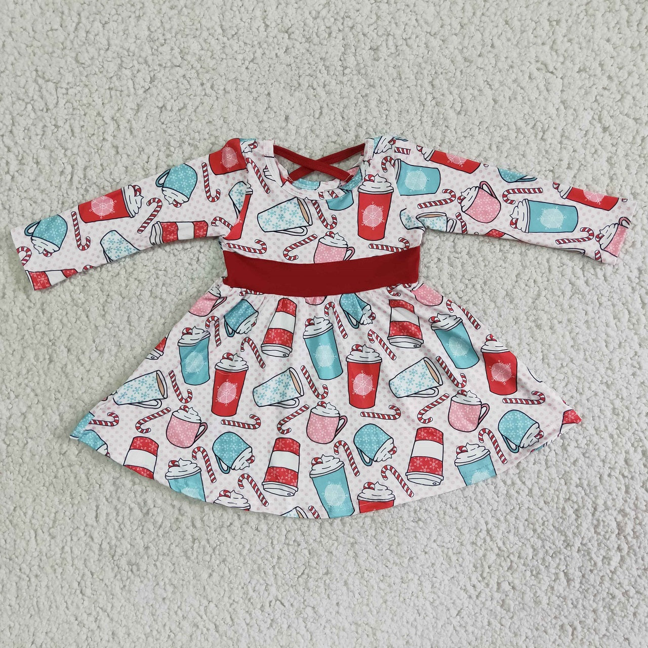 Promotion 6 B12-19 Baby Girl Cup Candy Cane Twirl Christmas Dress