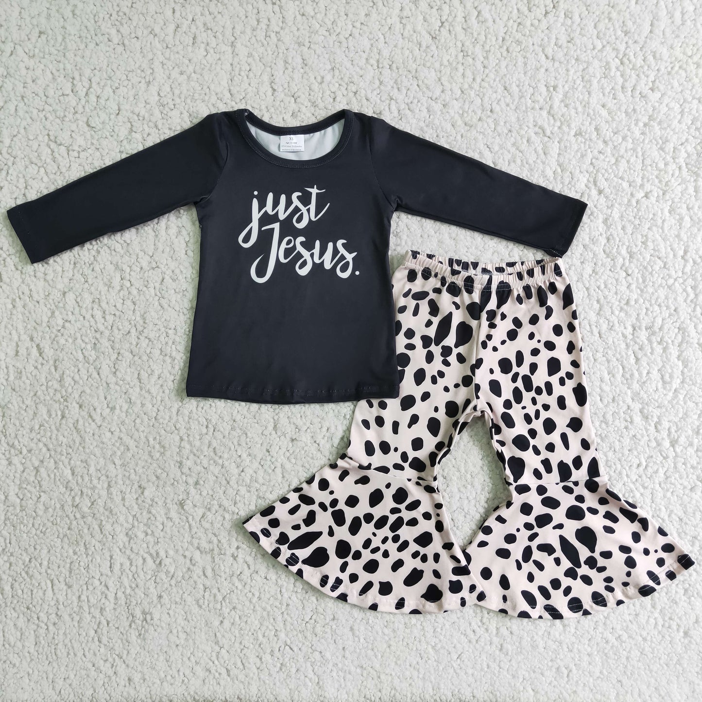 Promotion Baby Girl Kids Jesus Leopard Bell Pants Outfit