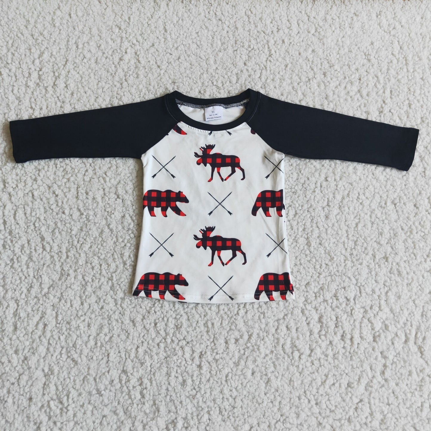 Promotion Baby Boy Long Sleeves Christmas Deer Tops Shirt RTS