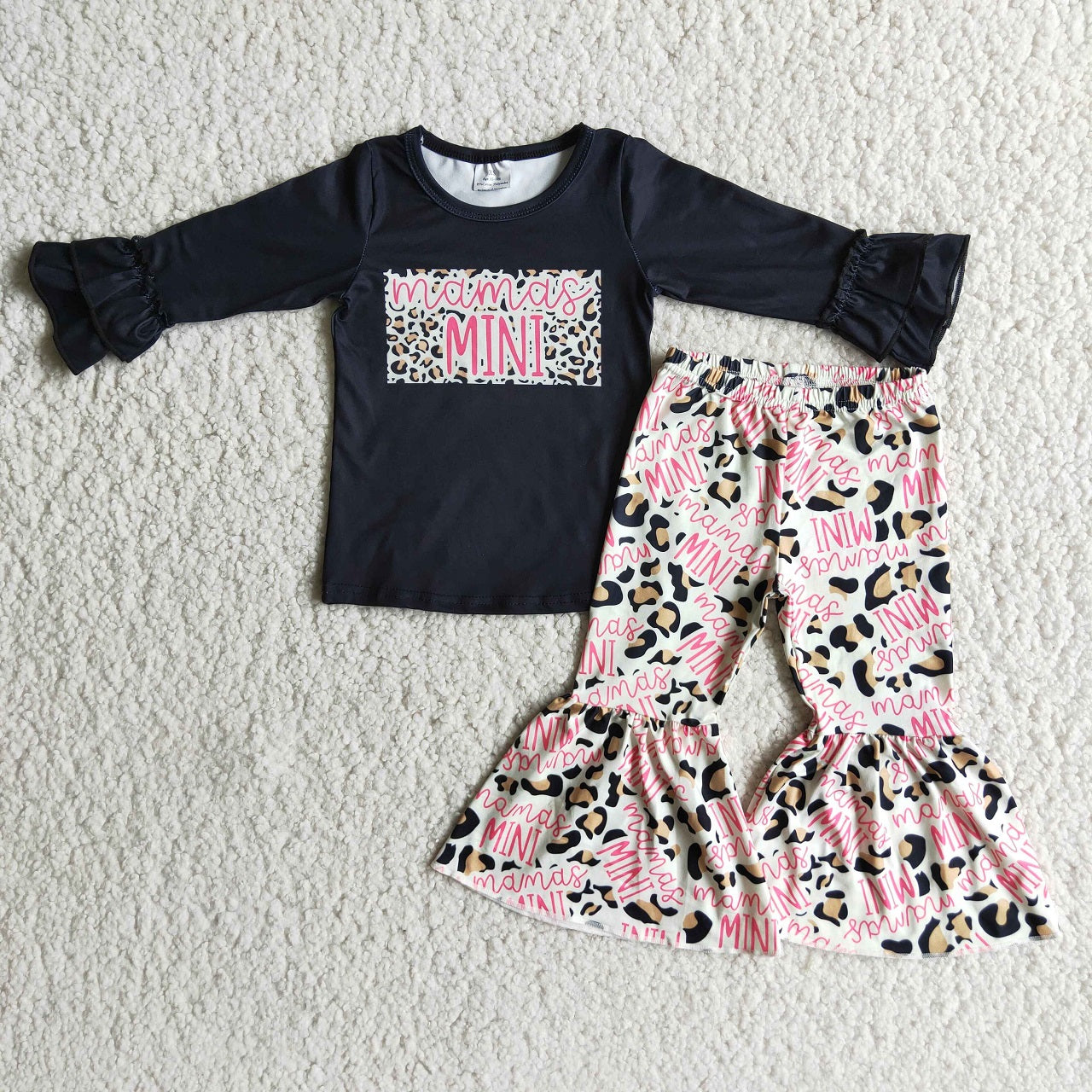 Promotion Baby Girl Mama's MIni Leopard Bell Pants Set