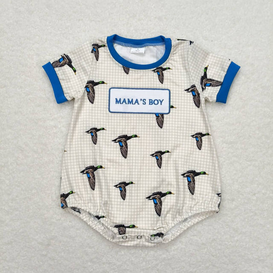 Embroidery Mama's Boy Ducks Bubble One Piece Romper