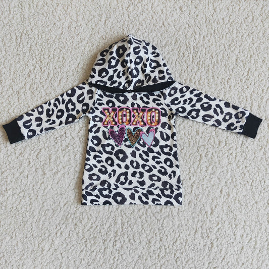 Promotion 6 C10-28 Baby Kids Valentine's Day Leopard Hoodie Shirt
