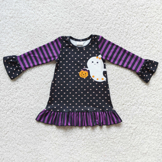 Promotion Baby Girl Halloween Ghost Pumpkin Dress RTS