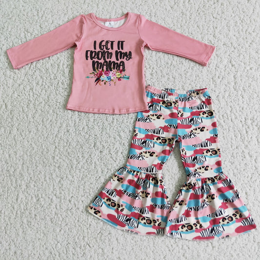Promotion Baby Girl Kids Mama Flower Leopard Pants Outfit