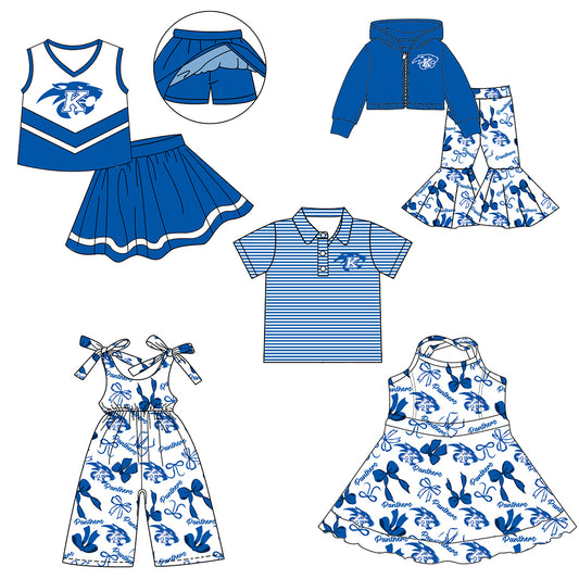 ( Moq 5 each style ) Baby Boy Girl K Team Cheer Sibling Shirt Bows Jumpsuit Dress Set 7.30