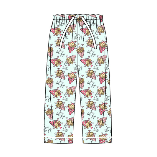 Adult Women Chips Hearts Valentine Pajamas Pants