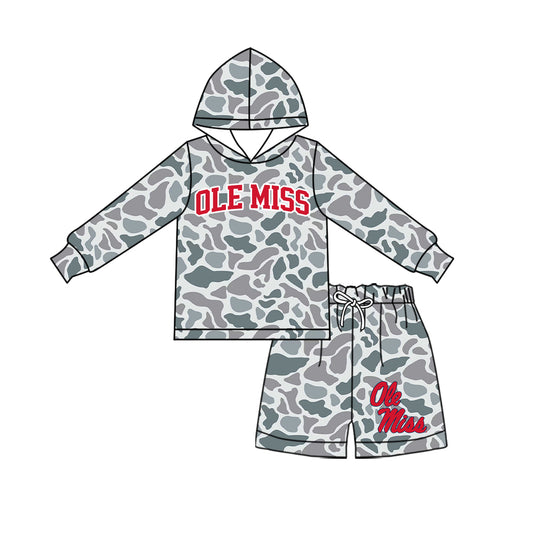 ( Moq 5 ) Baby Girls Kids Long Sleeves Hoodie Shirt Camo Shorts Team Set Clothes