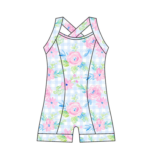 ( Moq 10 ) Baby Girl Straps Pink Flower Activity Wear Yoga Jumpsuit